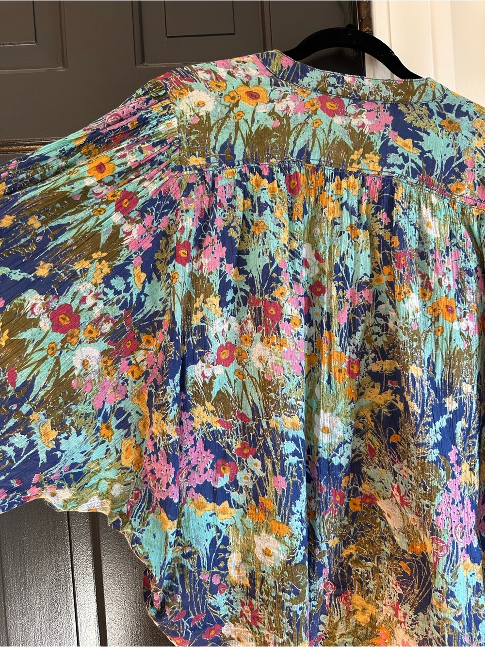 Anthropologie Pilcro Floral Batwing Peasant Blouse 100% Cotton Boho Medium - Picture 8 of 12